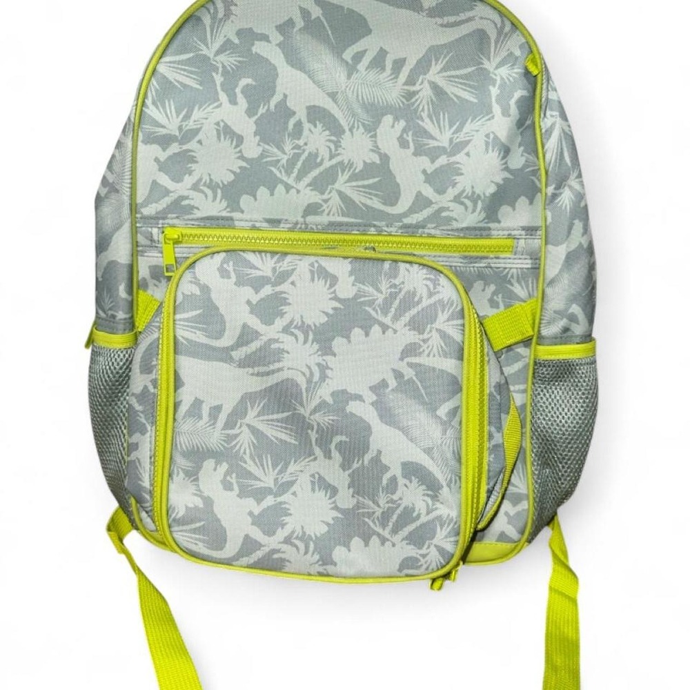 Gray‎ and neon green backpack with matching lunchbox